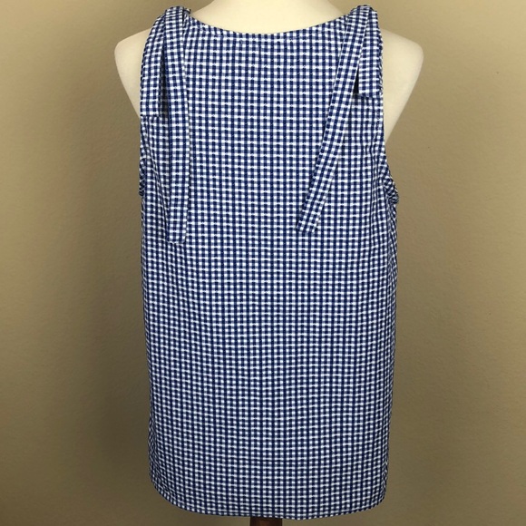NWOT Dalia Blue and White Gingham Sleeveless Top w/ Decorative Bows - Size Small - Picture 5 of 12